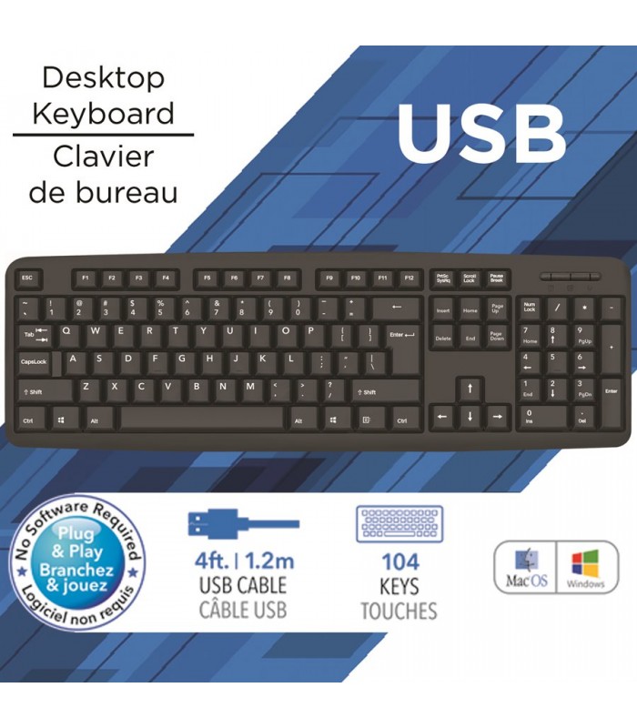 eLink Clavier de bureau USB 104 touches