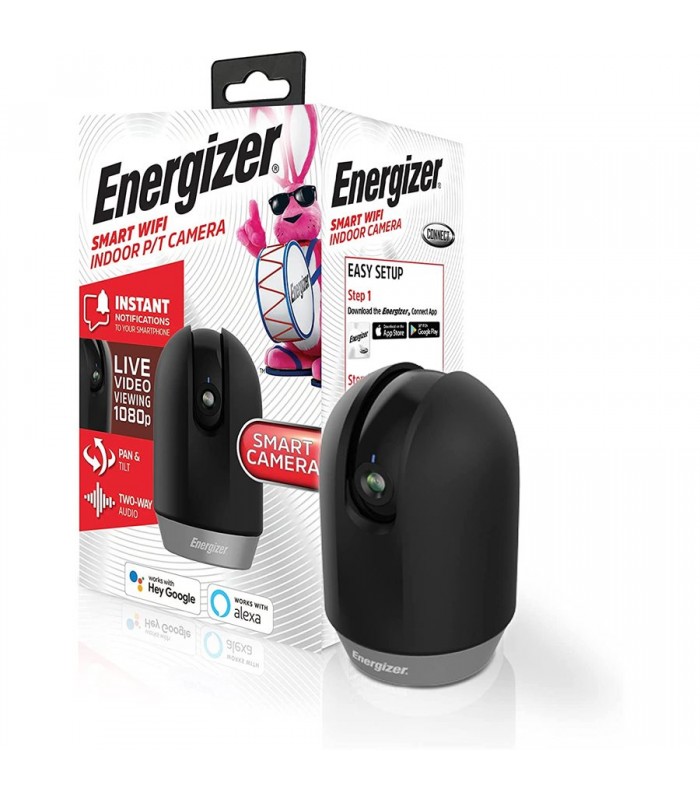 Energizer Caméra vidéo d'intérieur Intelligente Wifi 1080p Pan & Tilt - Noir