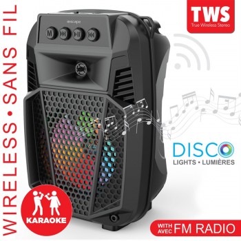 ESCAPE Haut-parleur sans fil TWS Super bass avec LED, radio FM