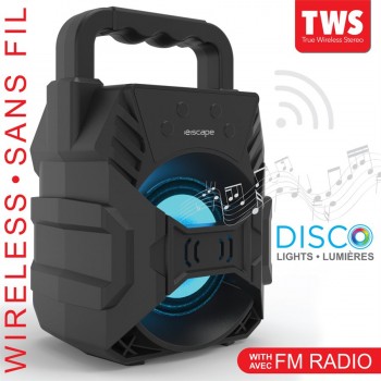 ESCAPE TWS Haut-parleur sans fil avec DEL, radio FM et microphone