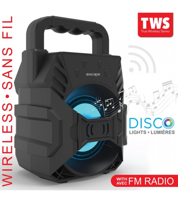 ESCAPE TWS Haut-parleur sans fil avec DEL, radio FM et microphone