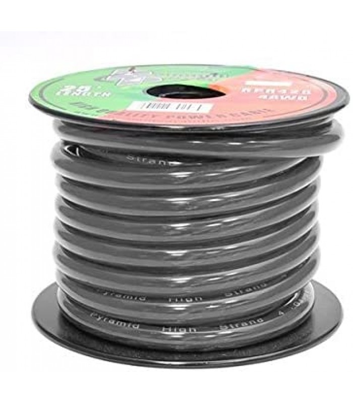 Global Tone 100ft 4AWG CCA Car Power Cable, OD:10mm, Black