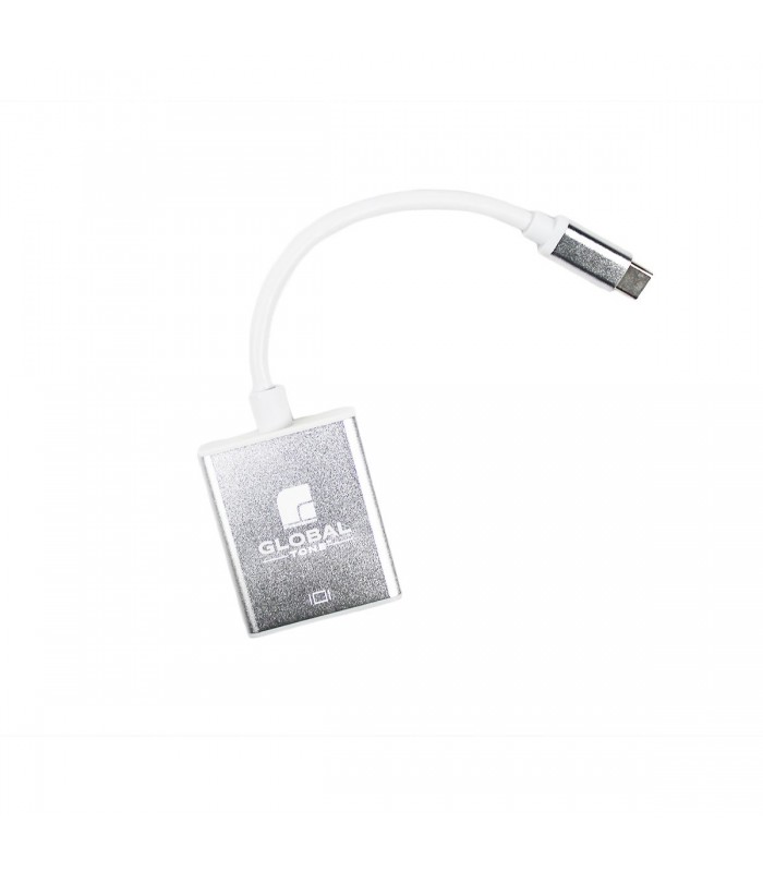 Globaltone USB- Type C, Male a VGA , Adapteur Femelle , Argent, 15cm