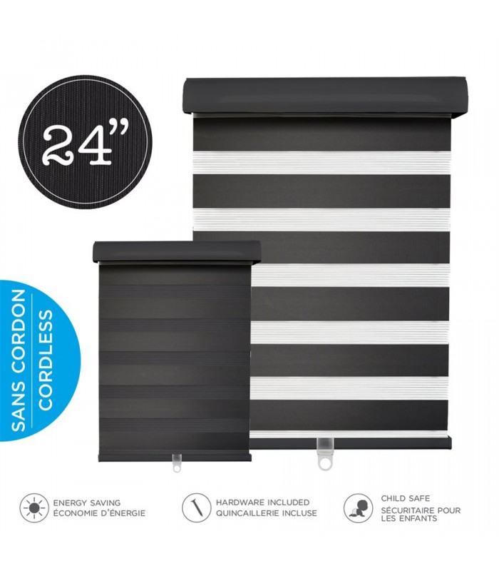 Hauz Cordless Shades 24 x 84 in. Black