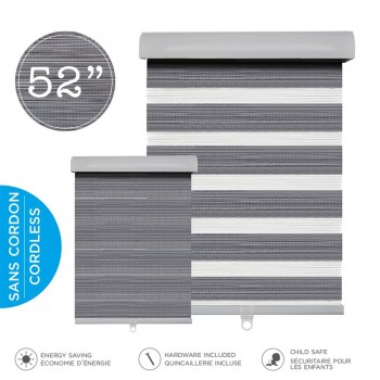 Hauz Cordless Shades 52 x 84 in. Wood Grain Grey
