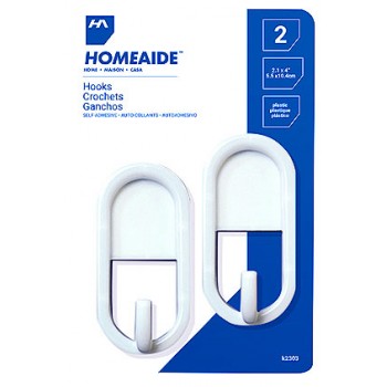 Homeaide Crochets en plastiques Blanc 5,5 x 10,4 cm - Paquet de 2