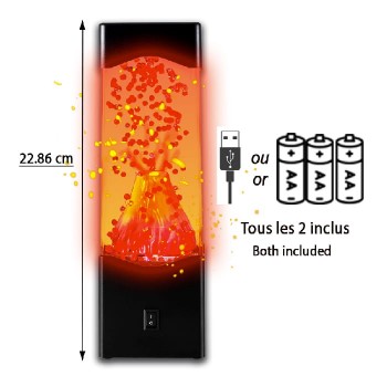 LED Lamp with Erupting Volcano - 22.86 cm