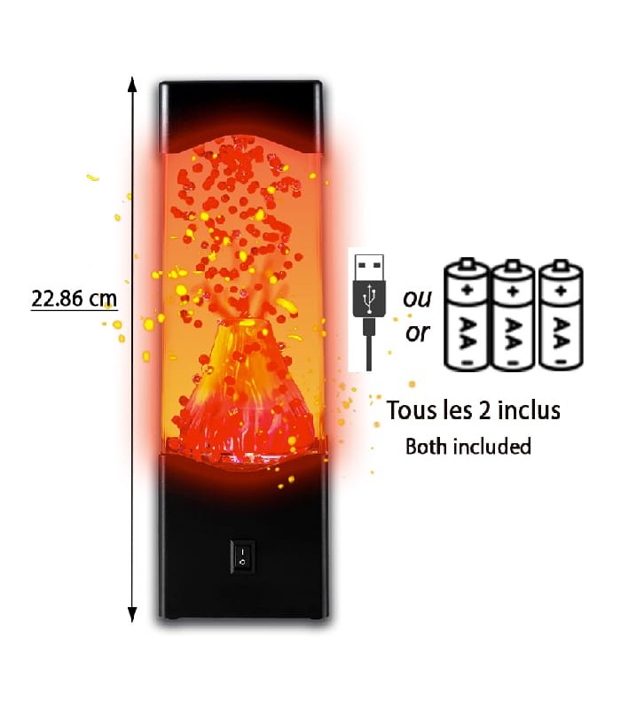 Lampe DEL avec volcan en éruption - 22.86 cm