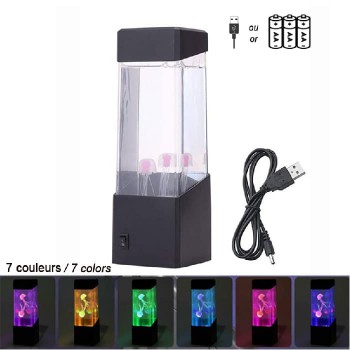 Lampe DEL avec méduses en mouvement - 7 couleurs - 22.86 cm