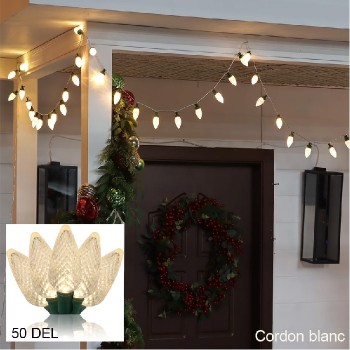 LED Light Guarland on White Cord - Indoor/Outdoor - 50 LED - 3000 K - 4.2 m