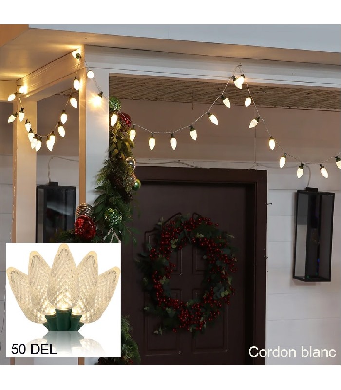 Guirlande lumineuse DEL sur cordon blanc avec 8 modes d'éclairage - Intérieur/Extérieur - 50 DEL - 3000 K - 4.2 m