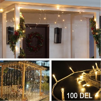  LED Light Guarland with 8 lighting modes - Indoor/Outdoor - 100 LED - 3000 K - 9.1 m