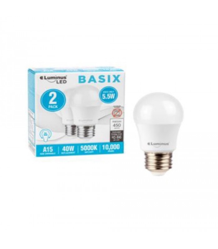 Luminus Basix LED Bulb A15 40W 5000K - Pack of 2