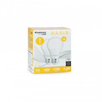 Luminus LED Basix 100 Watt A19 2700K Warm Light - Pack of 2