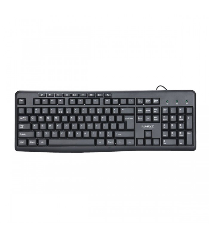 Marvo Office USB 2.0 Wired Keyboard 104 Keys + 9 multimedia Keys 10 million presses English version Black (DKB002)