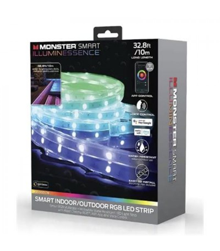 Monster Illuminessence Bande LED RGBW extérieure 10M WI-FI avec clips de montage standard