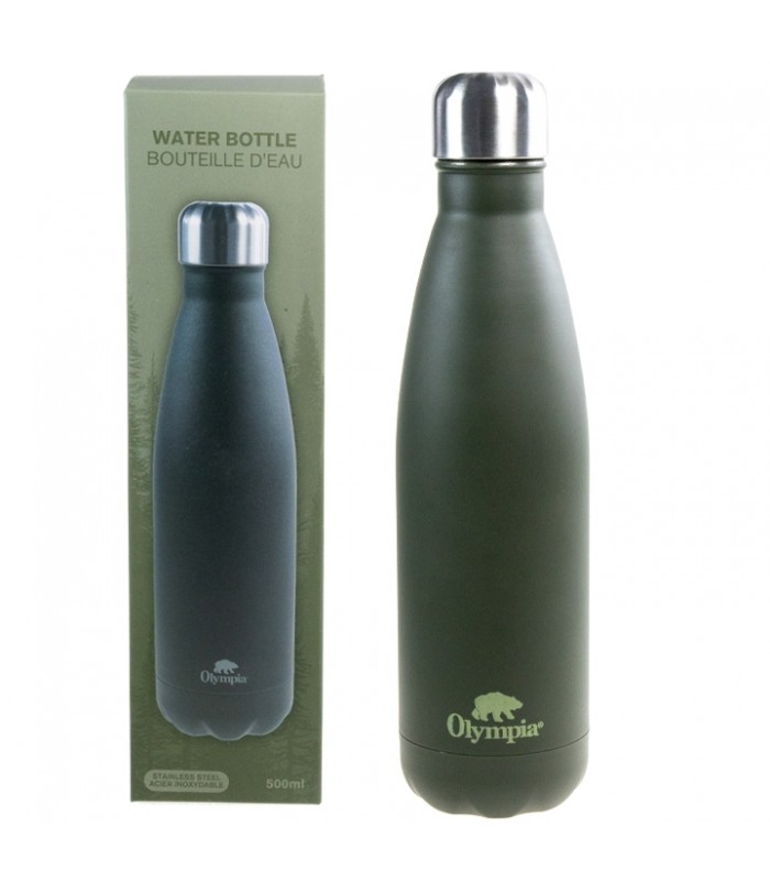 OLYMPIA - STAINLESS STEEL WATER BOTTLE, 500ML, GREEN