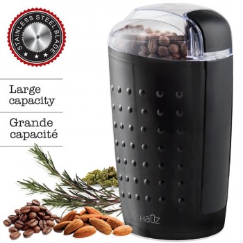 One touch Electric coffee, spices and herbs grinder 100 g capacity - Black