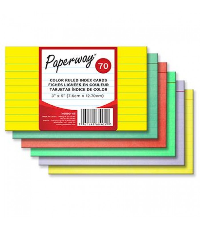 Paperway Color ruled index cards - 70 pcs