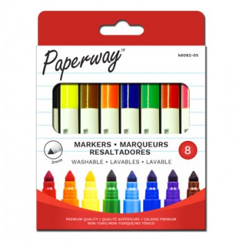 Paperway Marqueurs Lavables Pointe 3 mm - Paquet de 8