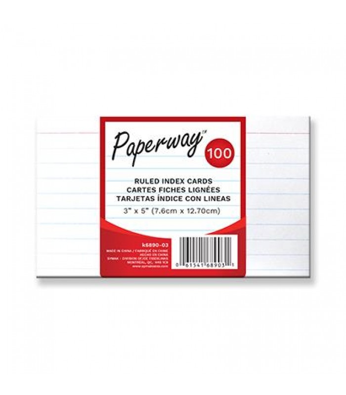 Paperway Ruled Index Cards 7.6 cm x 12.70 cm - Pack of 100