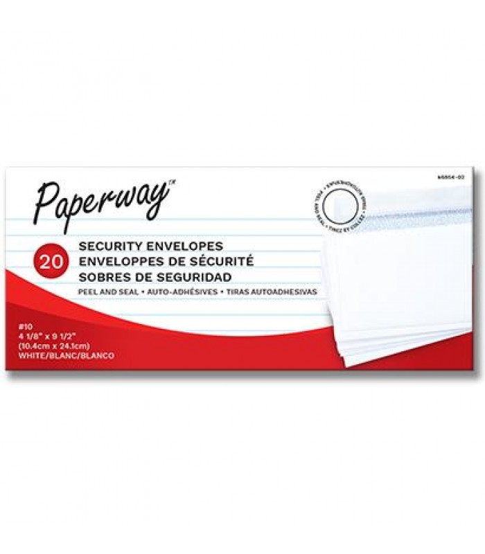 Paperway Enveloppes de sécurité 10,4 cm x 24,1 cm - Paquet de 20