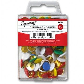 Paperway Punaises couleurs assorties - Paquet de 80