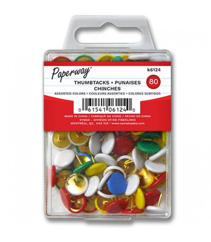 Paperway thumbtacks assorted colors- Pack of 80