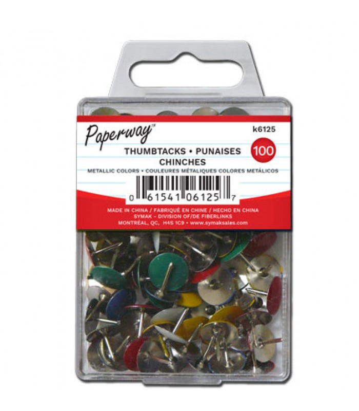 Paperway thumbtacks metallic colors- Pack of 100