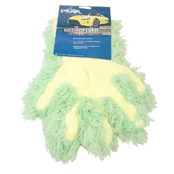 Peak Vehicle Microfiber Waxing & Polishing Glove - Grey/Green