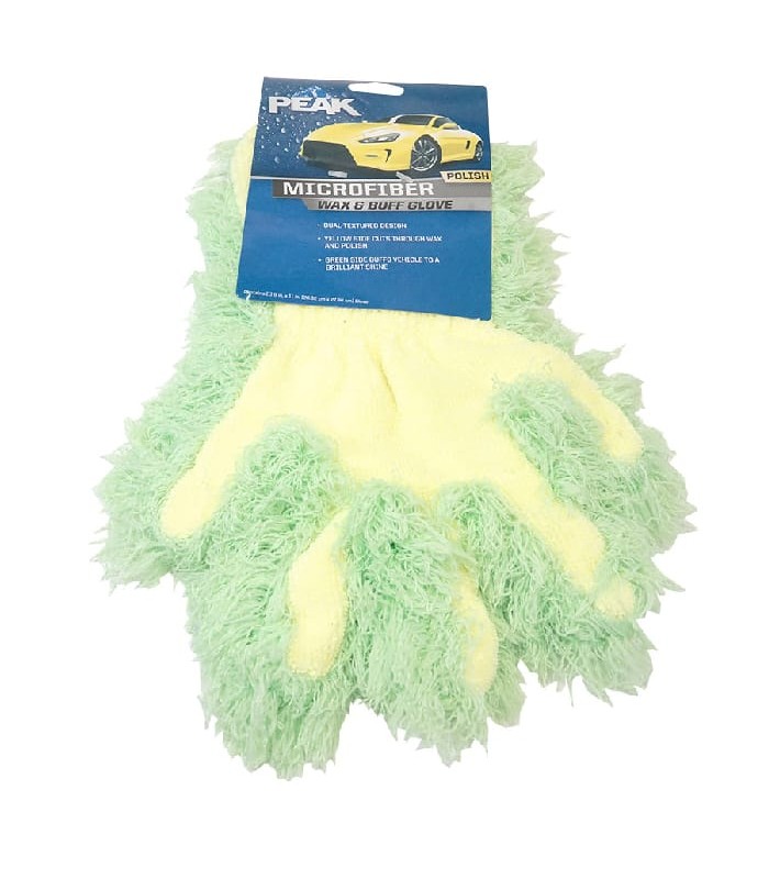 Peak Vehicle Microfiber Waxing & Polishing Glove - Grey/Green