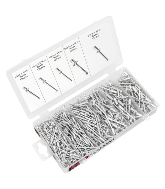 Performance Tools W5228 - Various Assortment Set of Rivets 1/4 in. to 3/8 in. (pack of 500)