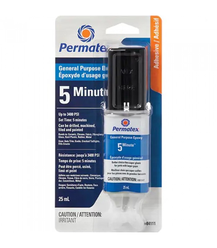 Permatex PermaPoxy 5 Minute General Purpose Epoxy, 29.5 ml, Epoxy, Two-Part, Clear