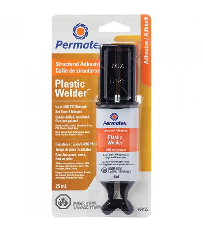 Permatex Plastic Welder Epoxy, 25 ml, Syringe, Two-Part, Off-White