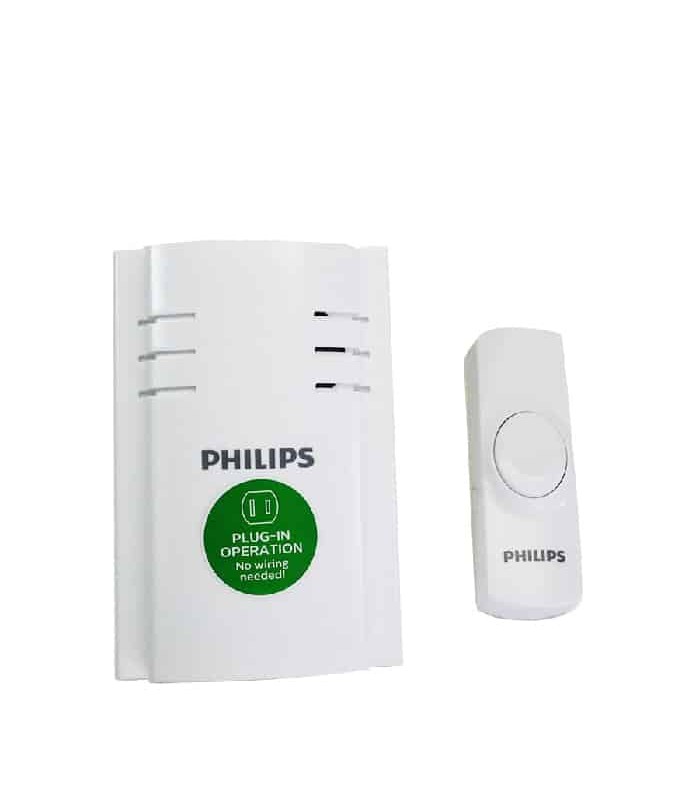 Philips Carillon de porte avec bouton poussoir sans fil - 2 mélodies