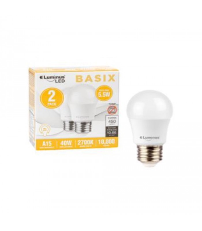 Luminus Basix LED Bulb A15 40W 2700K - Pack of 2