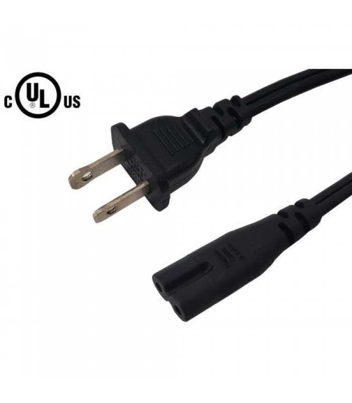 Power Cable - SPT-2 NEMA 1-15P to IEC C7 18AWG (7A 125V) - 1.5ft