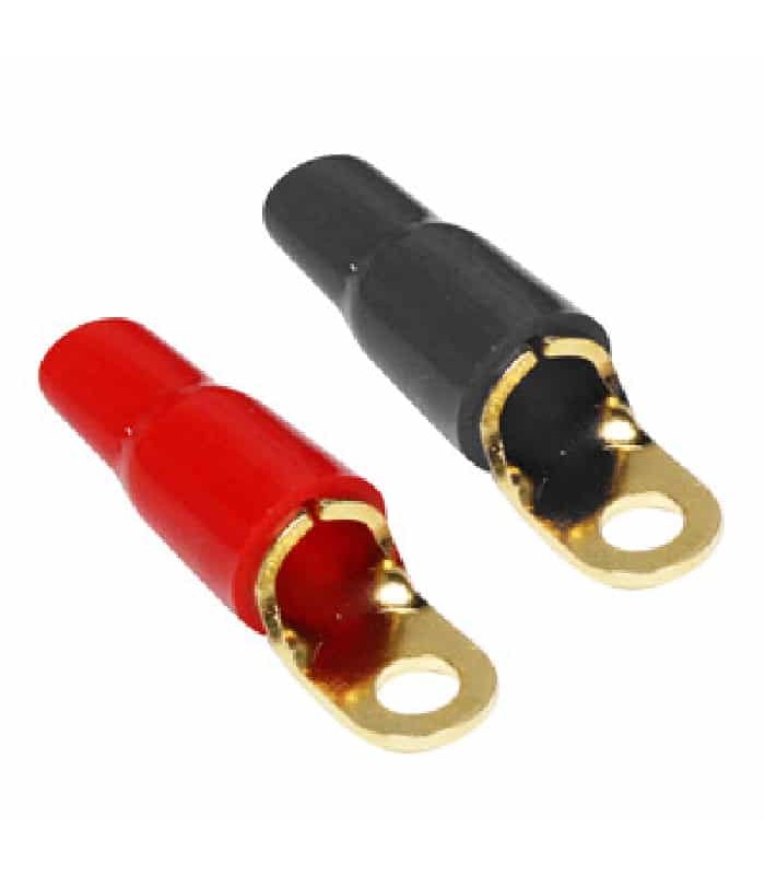 PureVolt 1/4 in. Ring Terminal - Gold Plated - 2 AWG - Black and Red - 5 Pairs