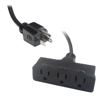 PureVolt 3-Outlets Heavy Duty Extension Cord - 3C/14 AWG - Indoor/Outdoor - 125 V - 15 A - Black - 1.8 m
