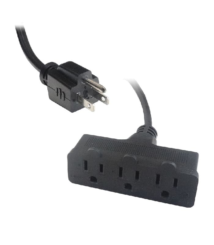 PureVolt Rallonge électrique robuste à 3 prises 3C/14 AWG - Intérieur/Extérieur - 125 V - 15 A - Noir - 1.8 m