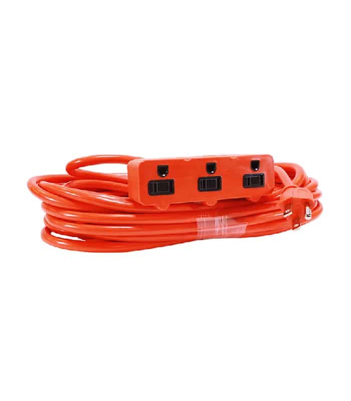 PureVolt Rallonge électrique robuste à 3 prises - 3C/16 AWG - Intérieur/Extérieur - 125 V - 13 A - Orange - 7.6 m