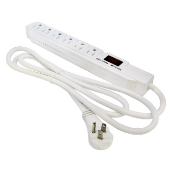 PureVolt 6-Outlet Surge Bar - 1200 Joules - 15 A - White - 1.82 m