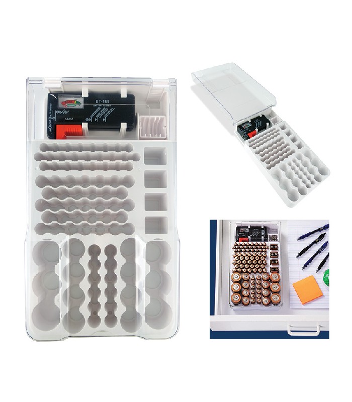 PureVolt Battery Organizer with Tester - 93 Battery Capacity