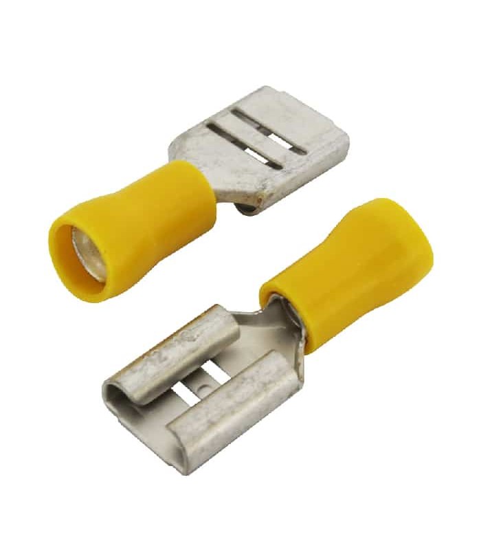 PureVolt Blade Terminal Female - .375 in. - 12-10 AWG - Yellow - Pack of 10