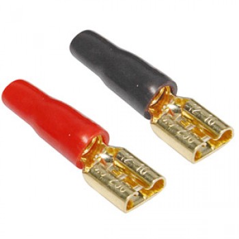 PureVolt Terminal à lame femelle plaqué or - .250 po - 12/10 AWG - Noir/Rouge - 5 Paires