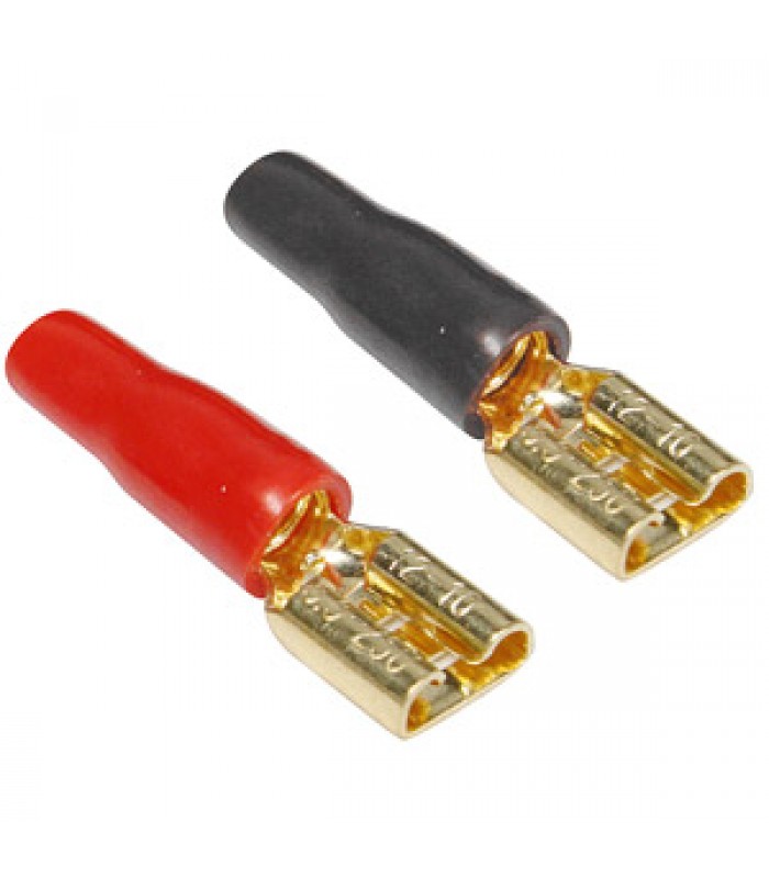 PureVolt Gold Plated Female Blade Terminal - .250 in - 12/10 AWG - Black/Red - 5 Pairs