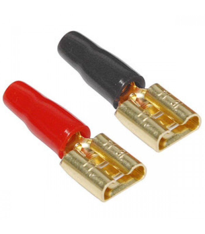 PureVolt Gold Plated Female Blade Terminal - .250 in. - 16-14 AWG - Black/Red - 5 Pairs