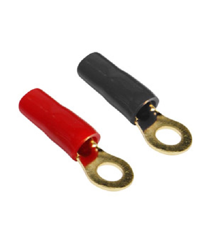 PureVolt Gold Plated Ring Terminal - # 10 Screw - 10-8 AWG - Black / Red - 5 pairs