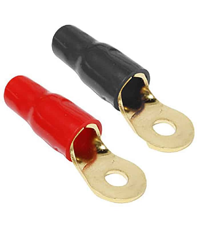 PureVolt Gold Plated Ring Terminal - Screw # 1/4 in - 4-2 AWG - Black/Red - 5 pairs