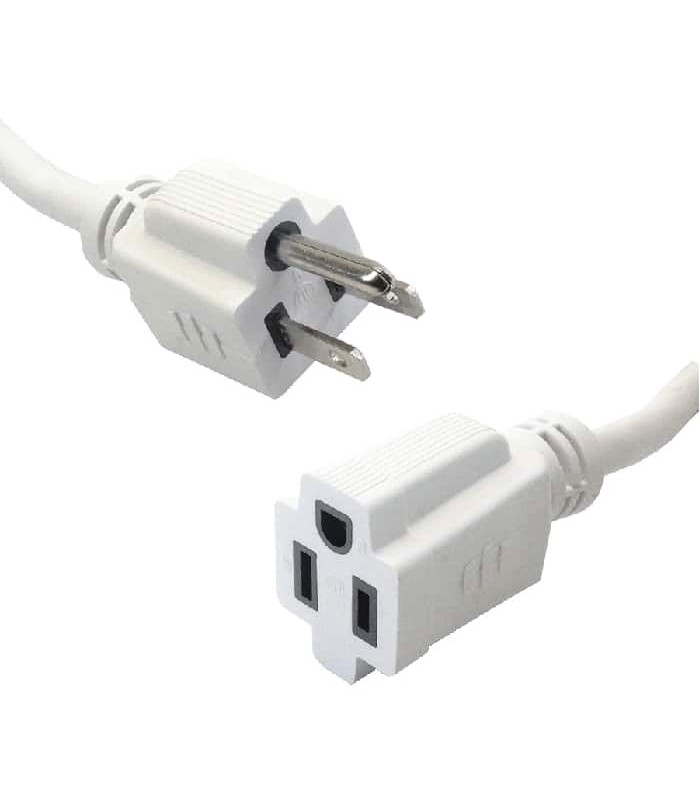 PureVolt Heavy Duty Extension Cord - 3C/14 AWG - Indoor/Outdoor - 125 V - 15 A - White - 7.6 m